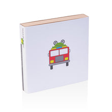 Load image into Gallery viewer, Kiddobloom fire truck silverware set for toddlers in eco-friendly gift box