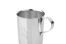 Load image into Gallery viewer, A Kiddobloom fire truck stainless steel baby open cup with one handle.
